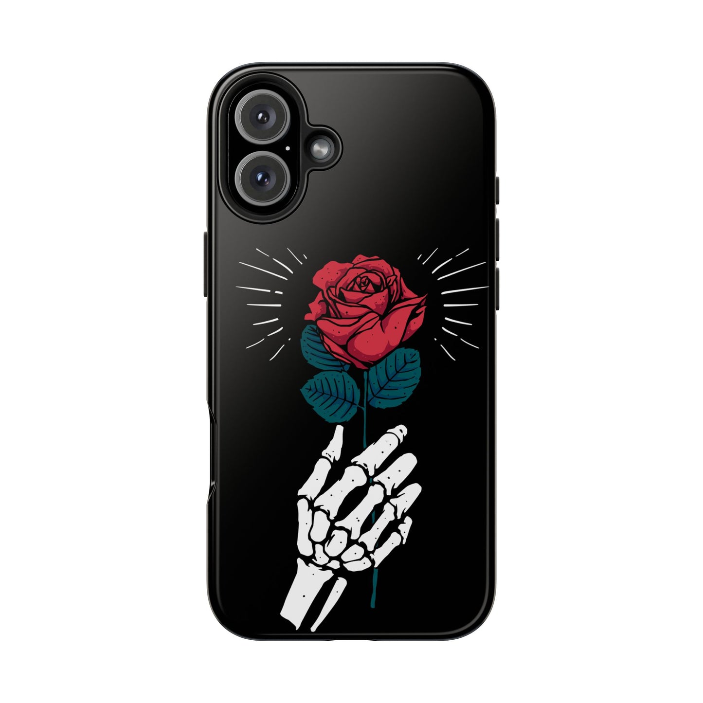 Skeleton Hand Rose Tough Phone Case — Gothic Floral Protective Phone Cover
