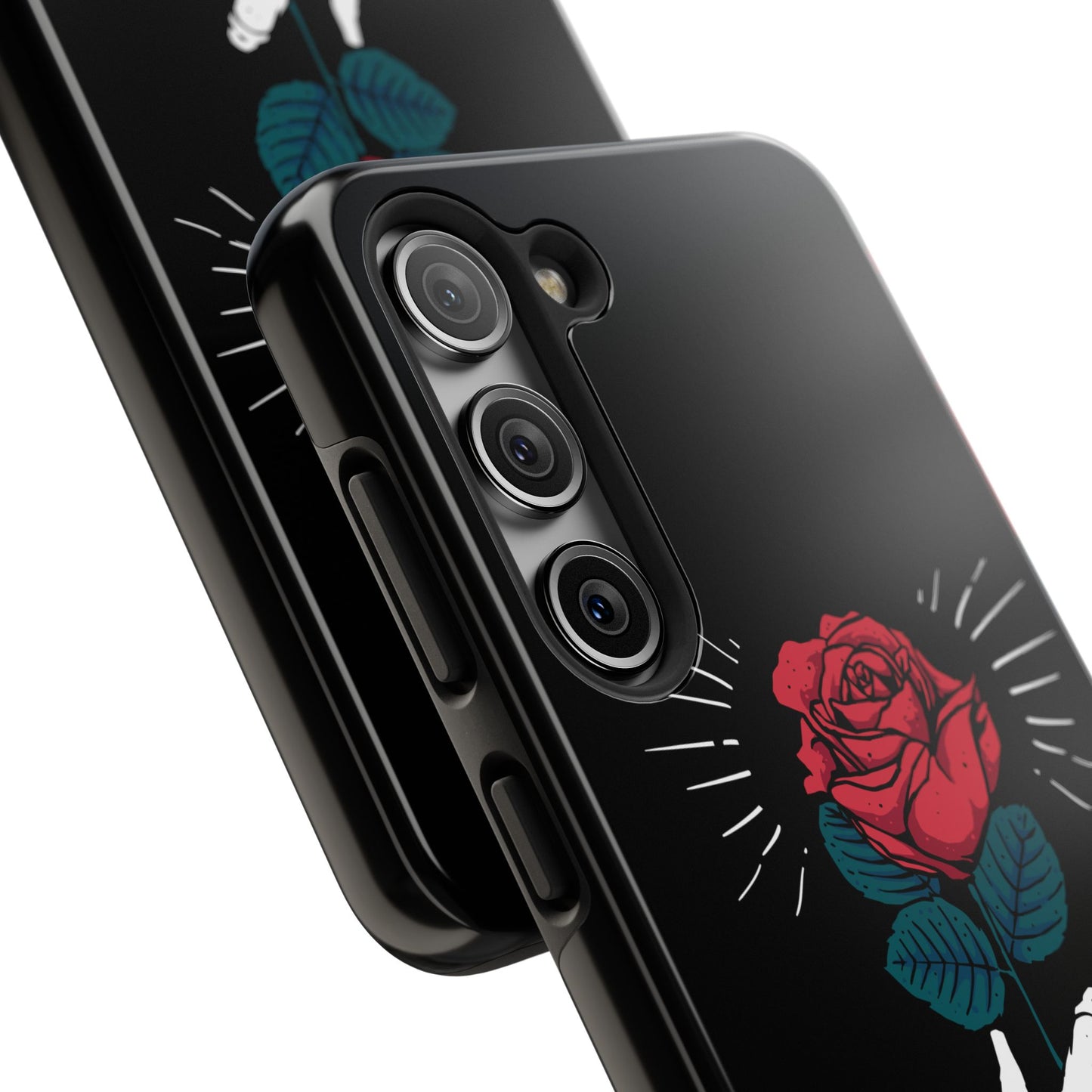 Skeleton Hand Rose Tough Phone Case — Gothic Floral Protective Phone Cover