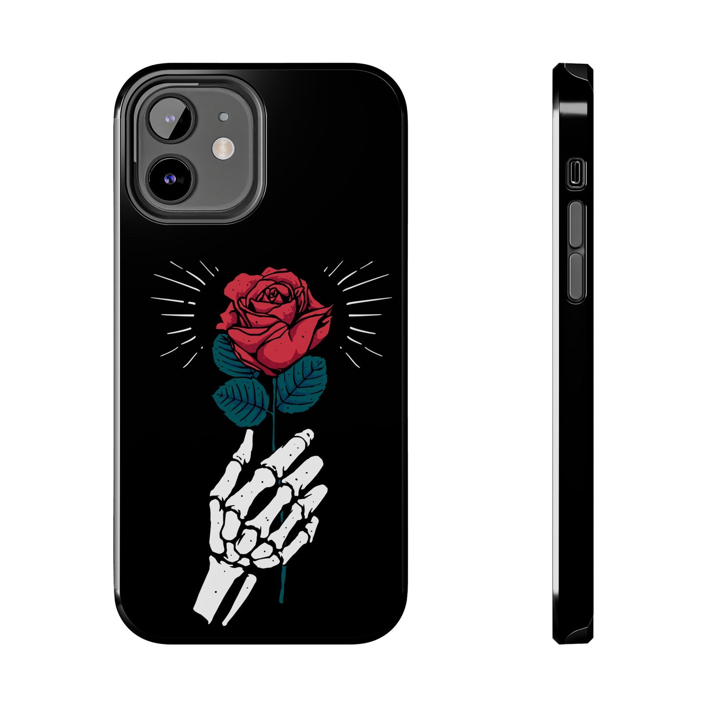 Skeleton Hand Rose Tough Phone Case — Gothic Floral Protective Phone Cover