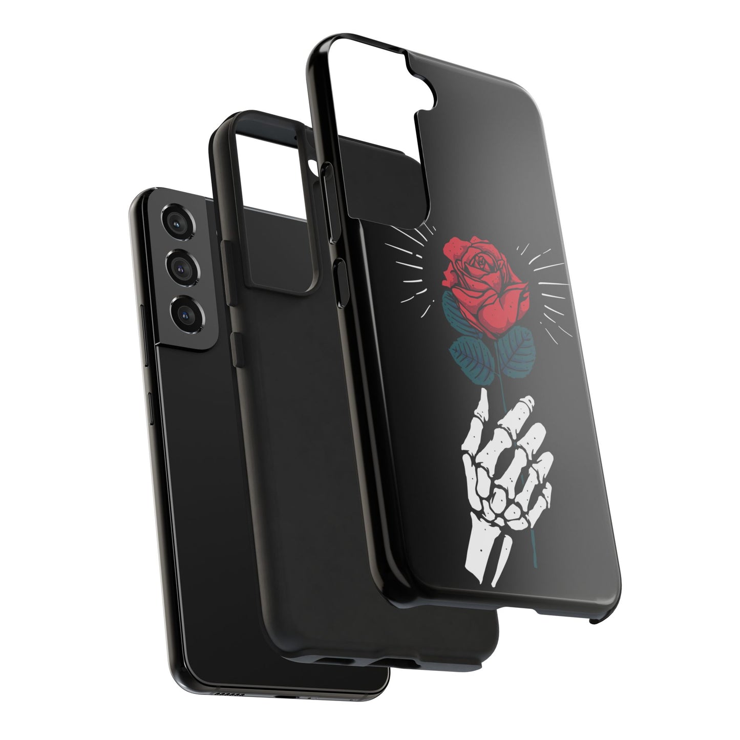 Skeleton Hand Rose Tough Phone Case — Gothic Floral Protective Phone Cover