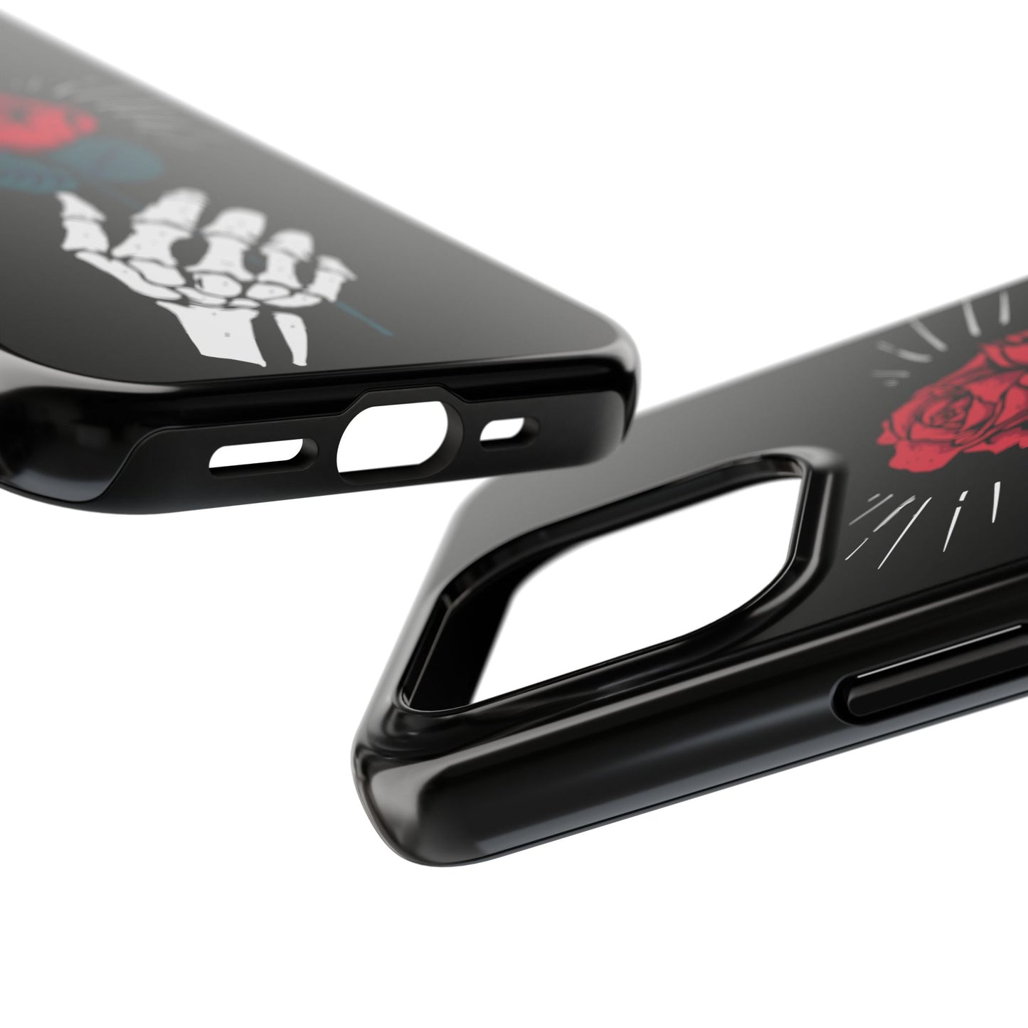 Skeleton Hand Rose Tough Phone Case — Gothic Floral Protective Phone Cover