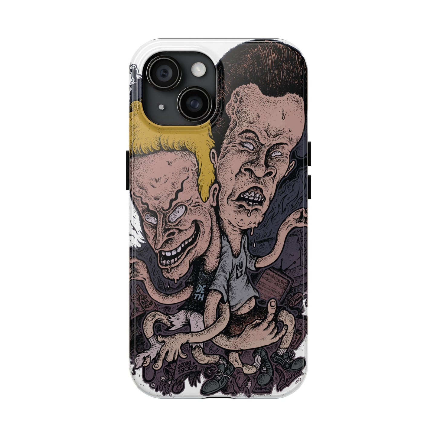 Cartoon Horror Phone Case — Grinning Bevis And Butthead Graphic Case