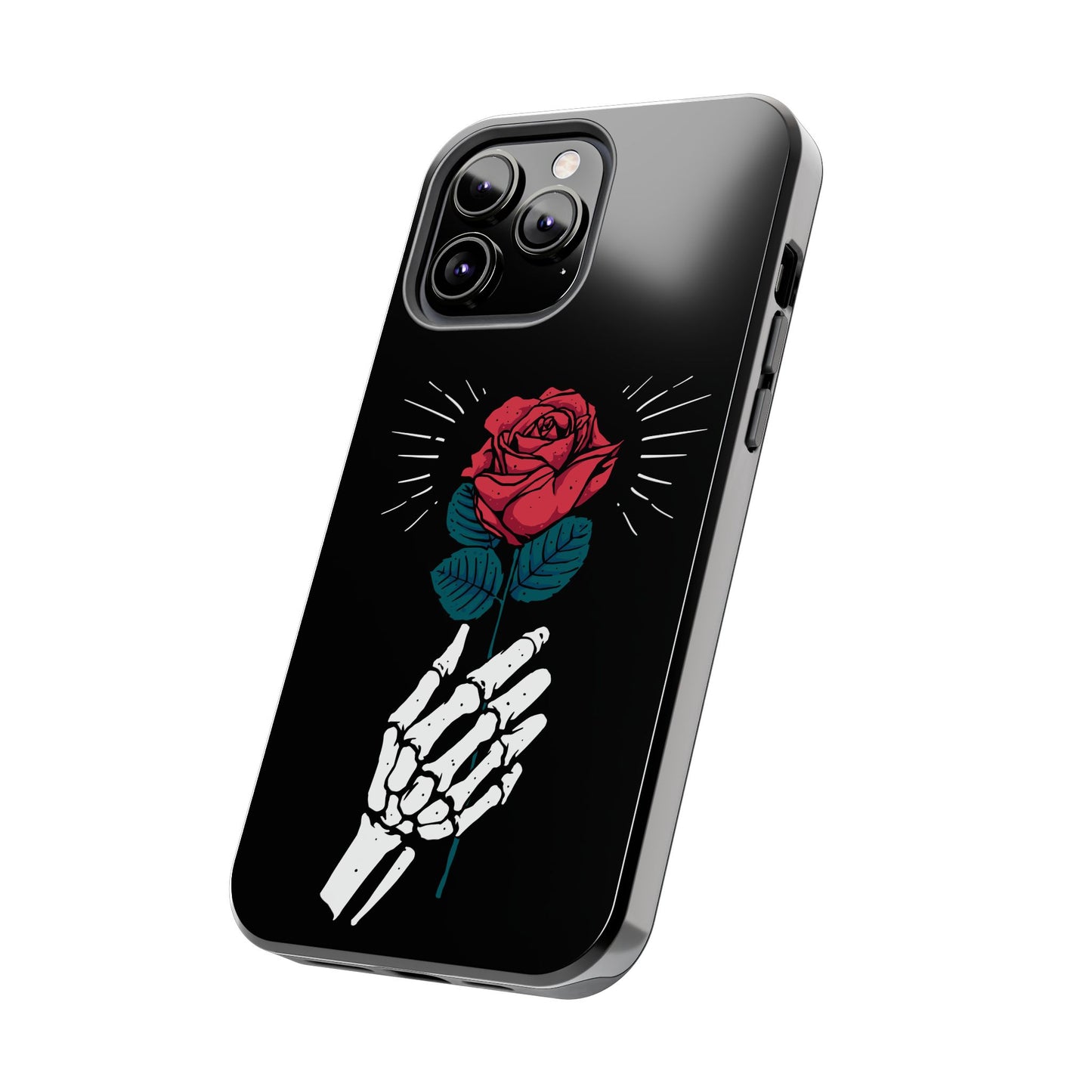 Skeleton Hand Rose Tough Phone Case — Gothic Floral Protective Phone Cover