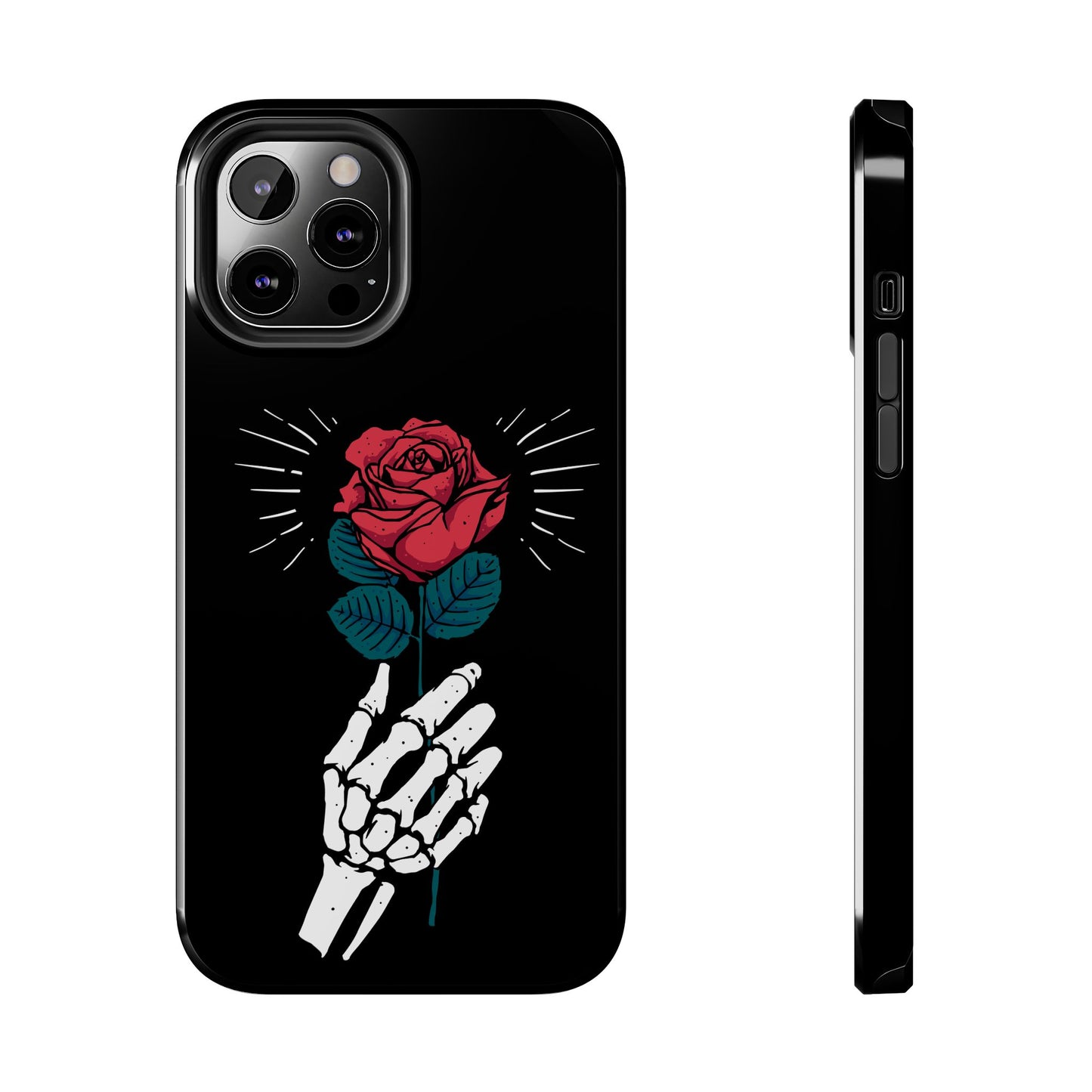 Skeleton Hand Rose Tough Phone Case — Gothic Floral Protective Phone Cover