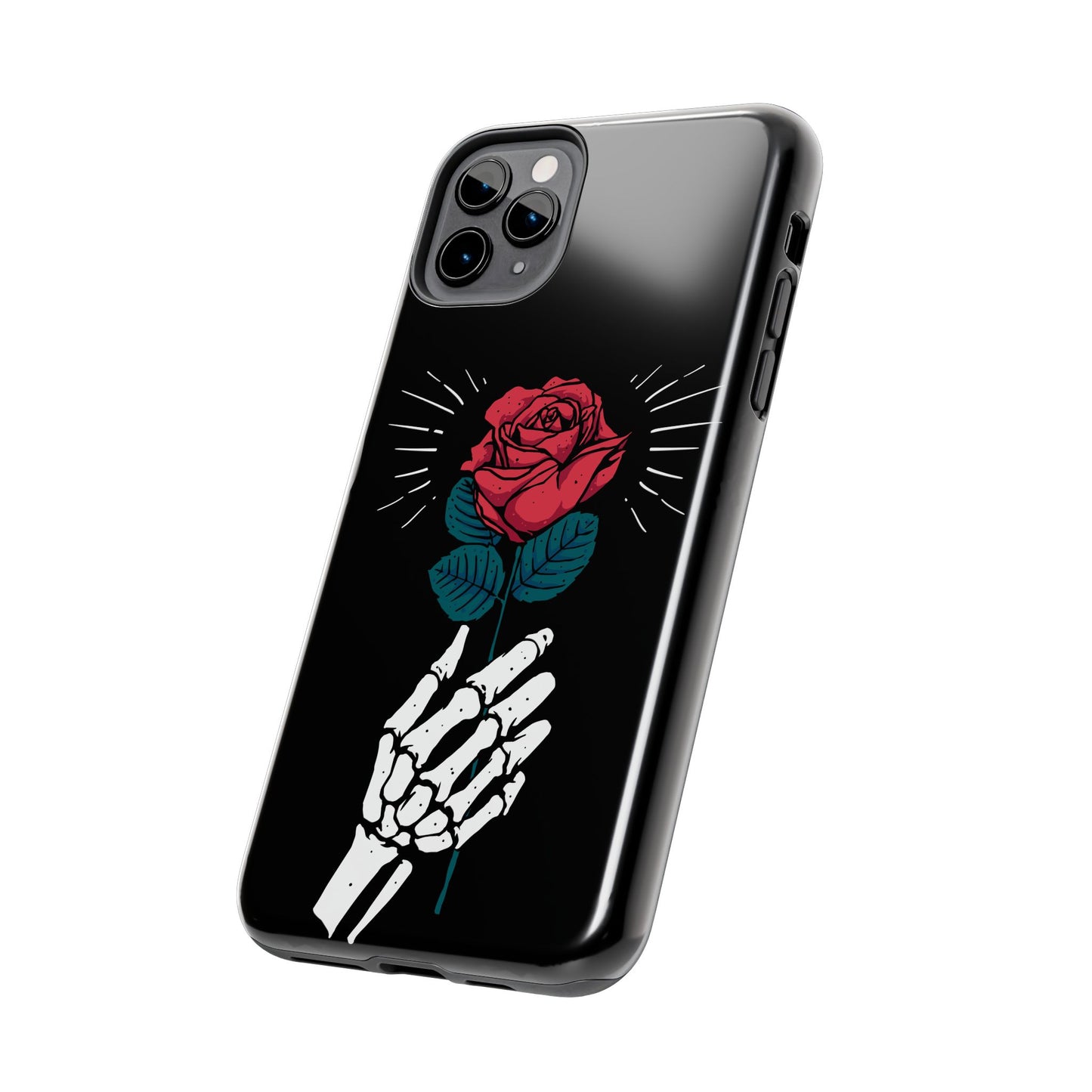 Skeleton Hand Rose Tough Phone Case — Gothic Floral Protective Phone Cover