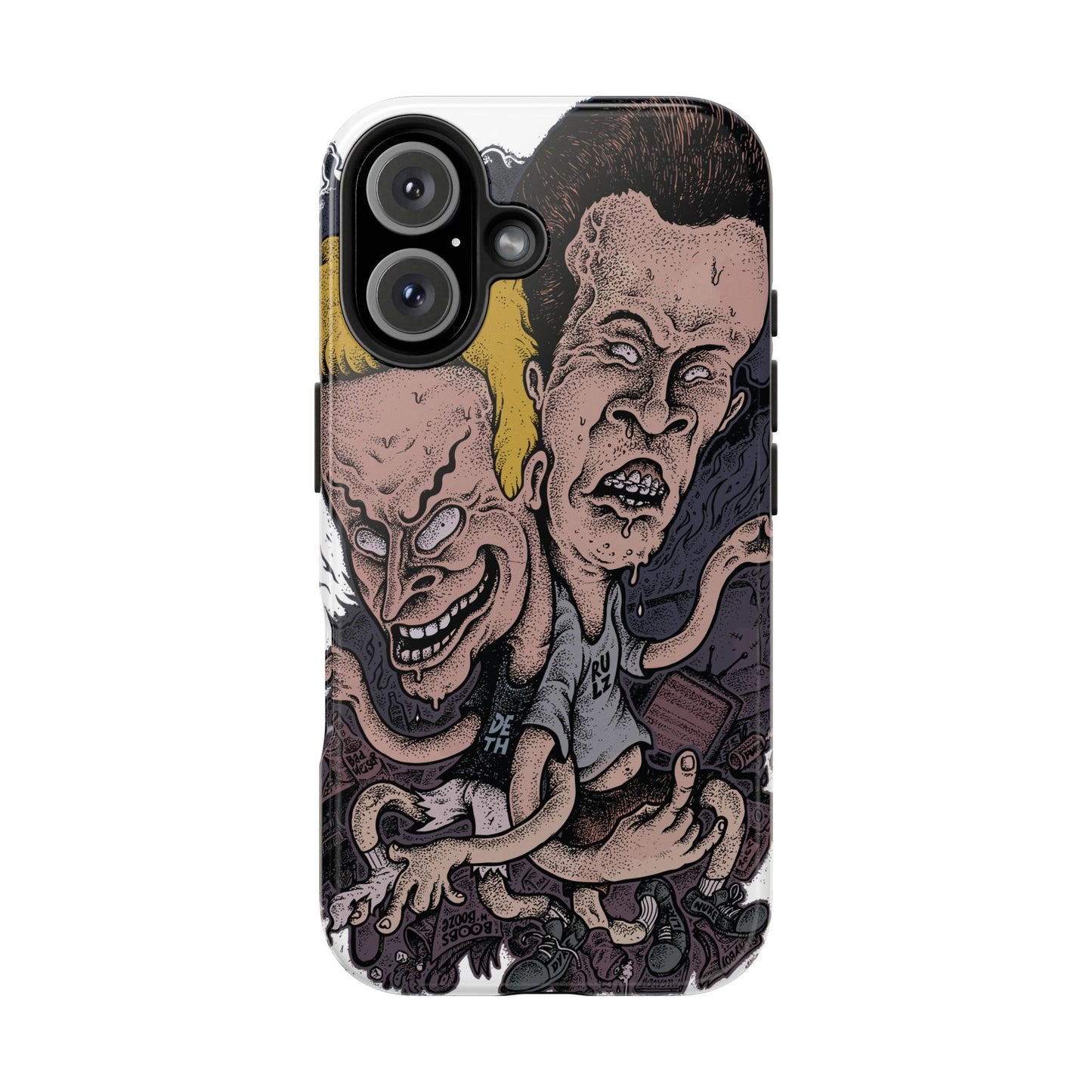 Cartoon Horror Phone Case — Grinning Bevis And Butthead Graphic Case