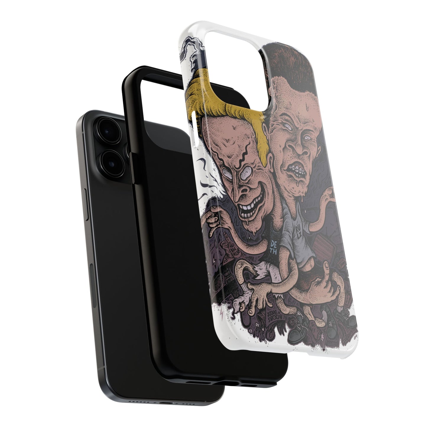 Cartoon Horror Phone Case — Grinning Bevis And Butthead Graphic Case
