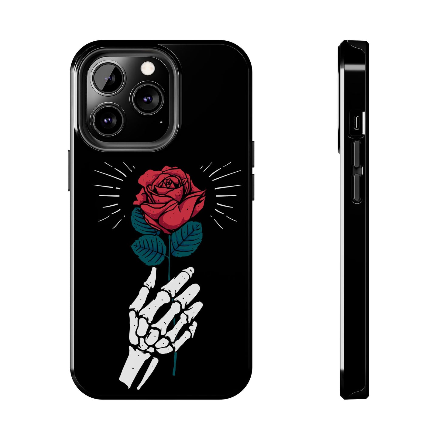 Skeleton Hand Rose Tough Phone Case — Gothic Floral Protective Phone Cover